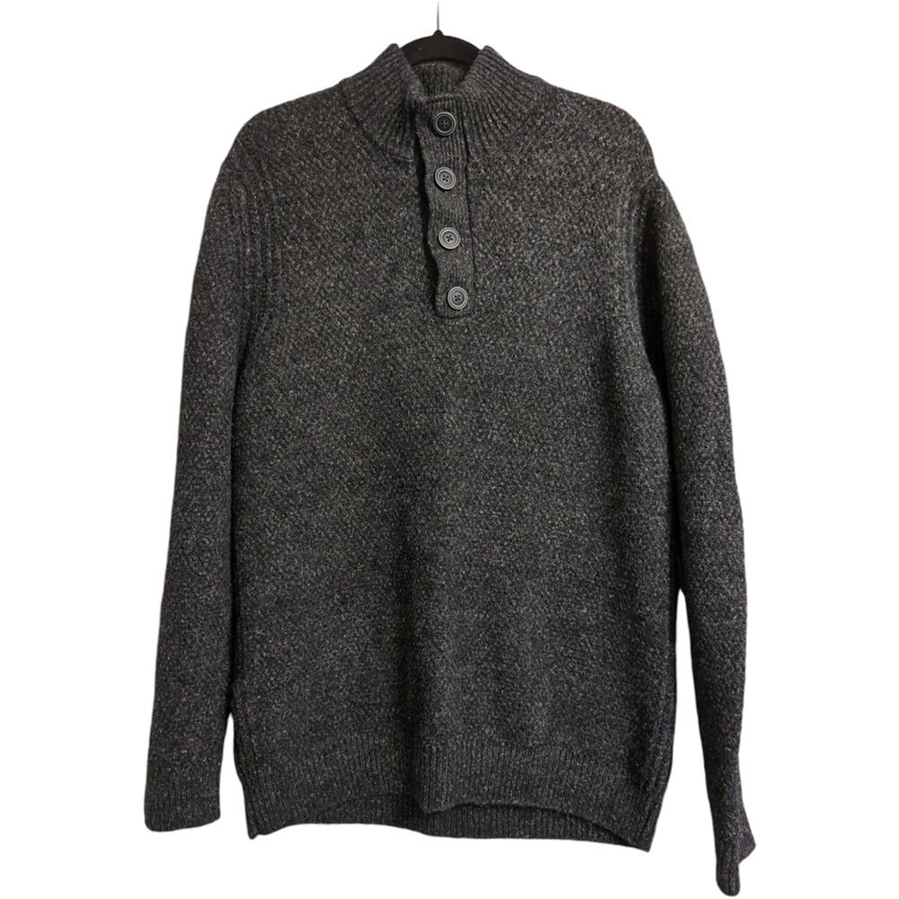 Immagini Gray Collar Button Placket Wool Blend Pullover Sweater Italy Size L